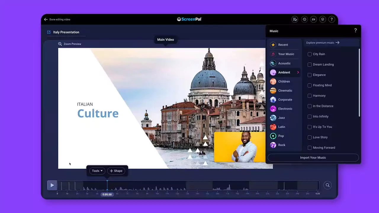 Stock Music In The Video Editor