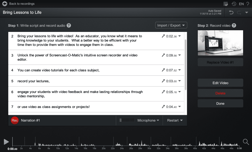 plan video and script with stories