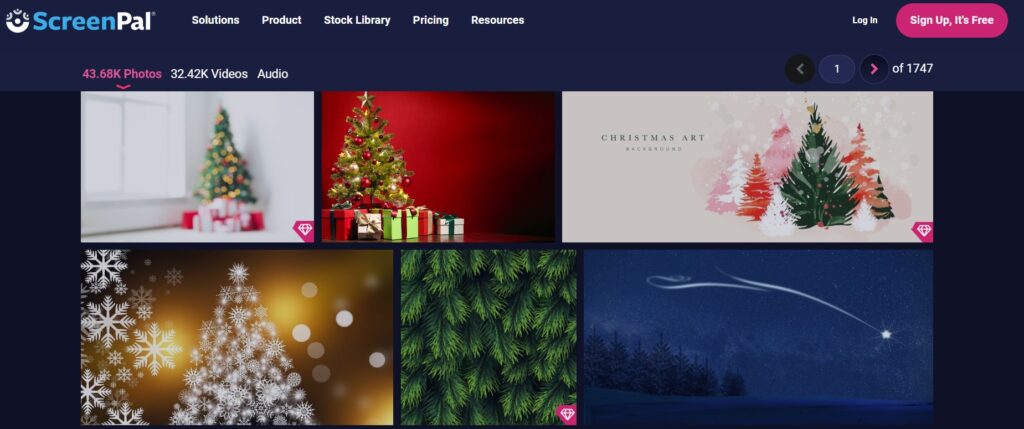 holiday virtual backgrounds from ScreenPal stock library