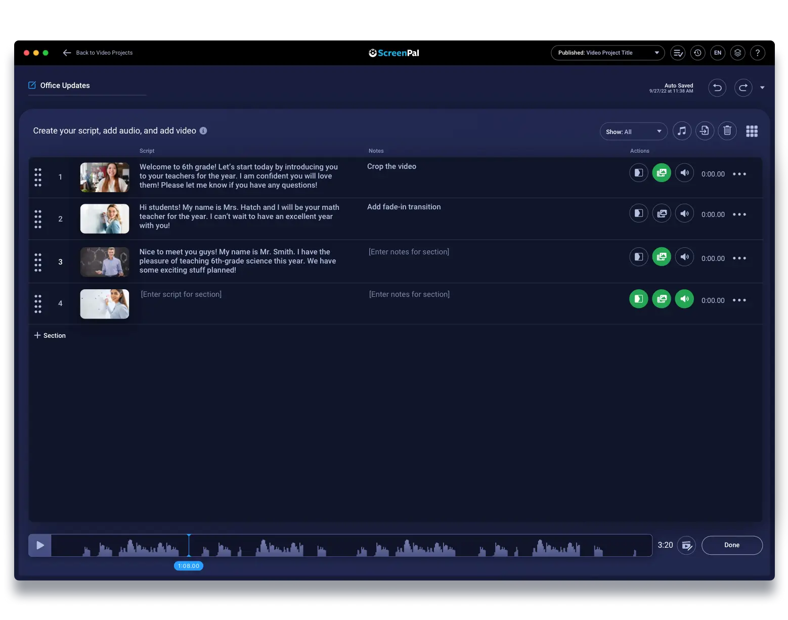 stories script view